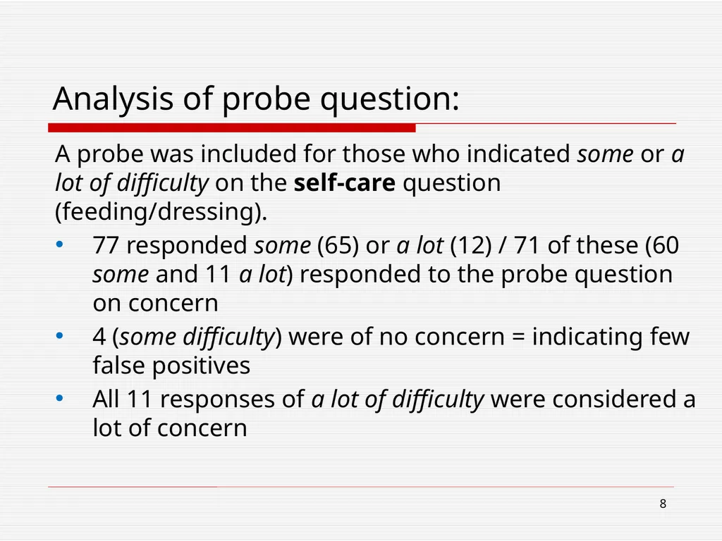 WG/UNICEF Child functioning module: Preliminary - slide 8 of 19