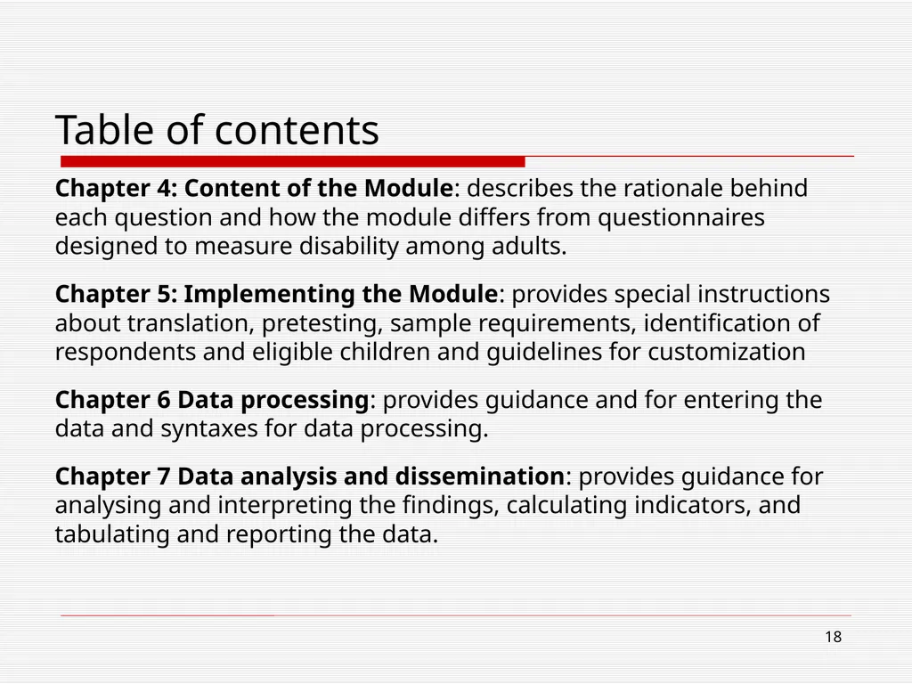 WG/UNICEF Child functioning module: Preliminary - slide 18 of 19