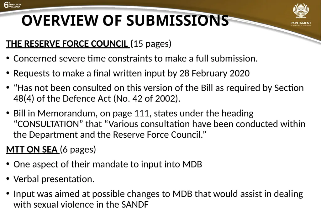 Summary of submissions to the MDB [B21 – 2019] - slide 4 of 43