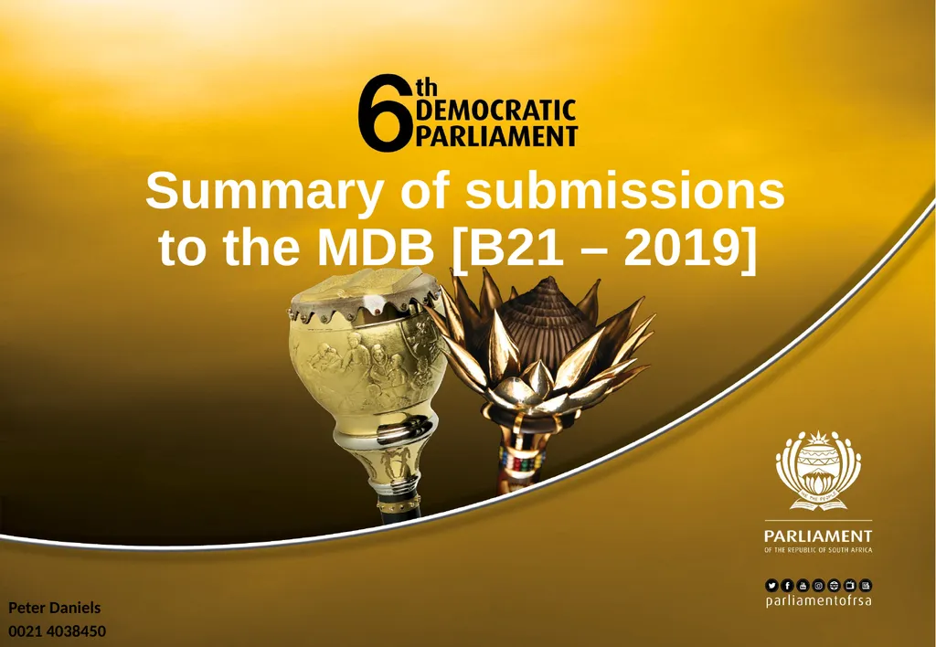 Summary of submissions to the MDB [B21 – 2019] - slide 1 of 43