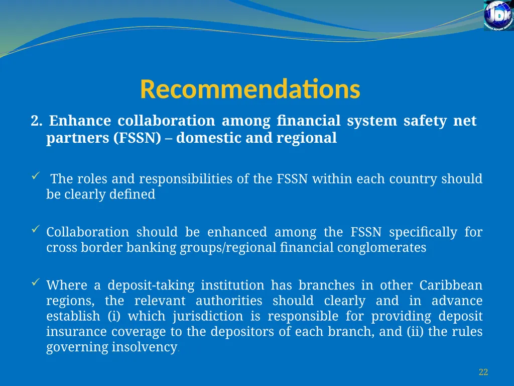 Challenges for Regulatory/Insolvency Regimes to - slide 22 of 27