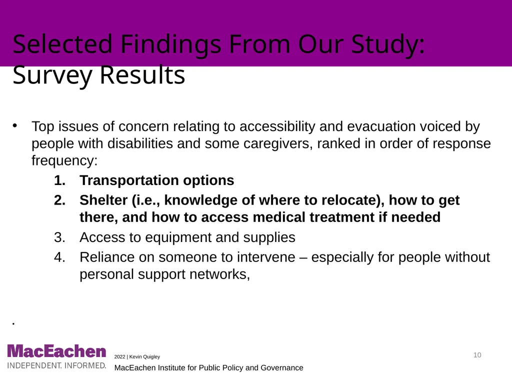 Improving Accessibility of Emergency Evacuations: - slide 10 of 19