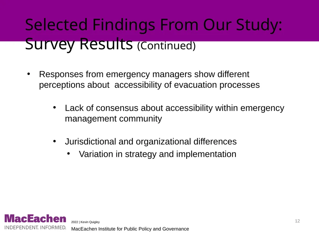 Improving Accessibility of Emergency Evacuations: - slide 12 of 19
