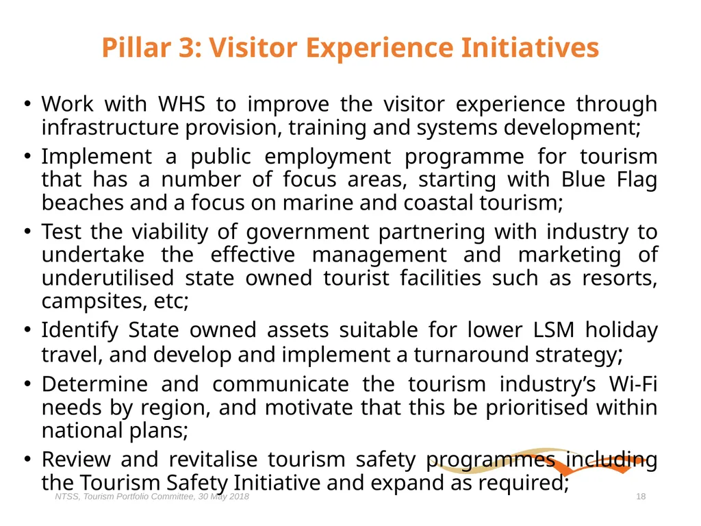 Presentation to the Portfolio Committee on Tourism - slide 18 of 32