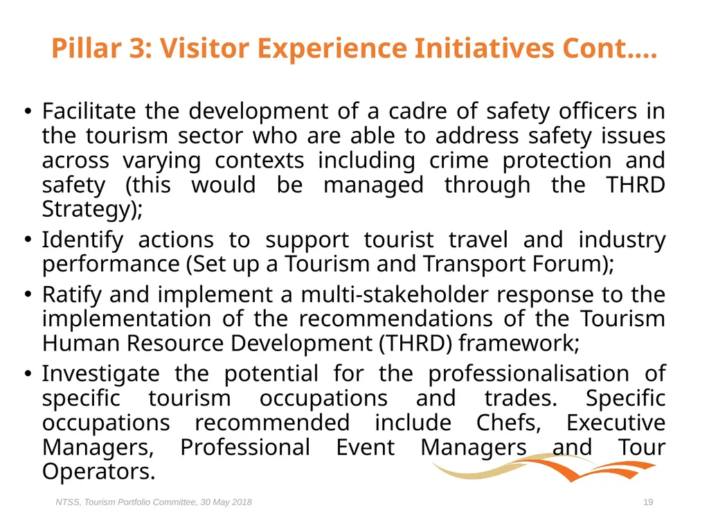 Presentation to the Portfolio Committee on Tourism - slide 19 of 32