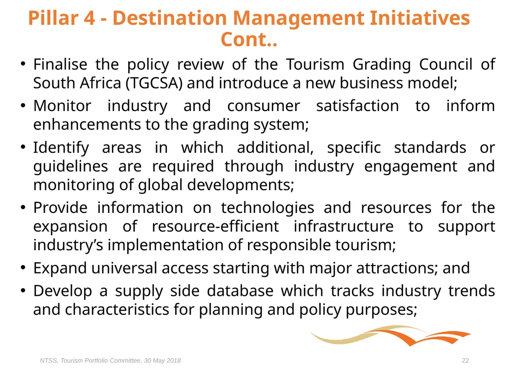 Presentation to the Portfolio Committee on Tourism - slide 22 of 32