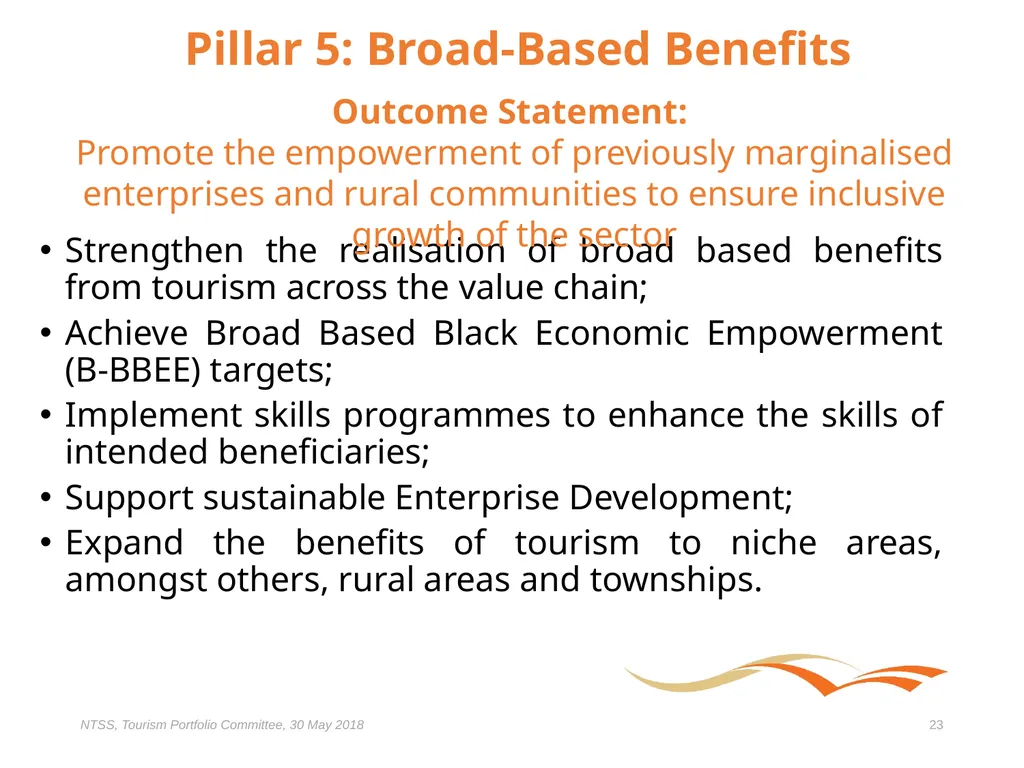Presentation to the Portfolio Committee on Tourism - slide 23 of 32