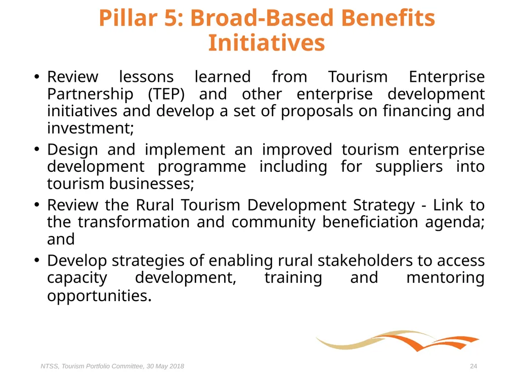 Presentation to the Portfolio Committee on Tourism - slide 24 of 32