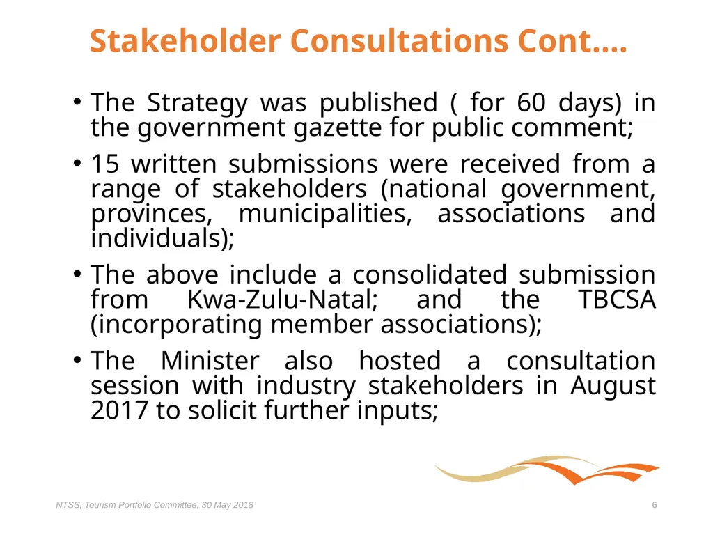 Presentation to the Portfolio Committee on Tourism - slide 6 of 32