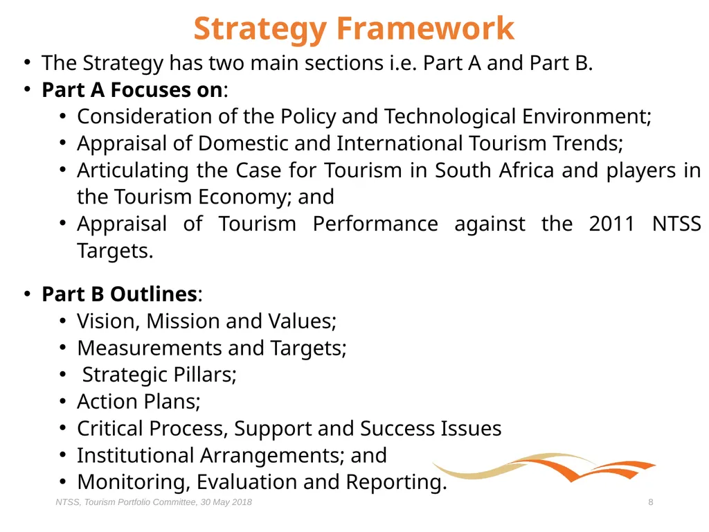 Presentation to the Portfolio Committee on Tourism - slide 8 of 32