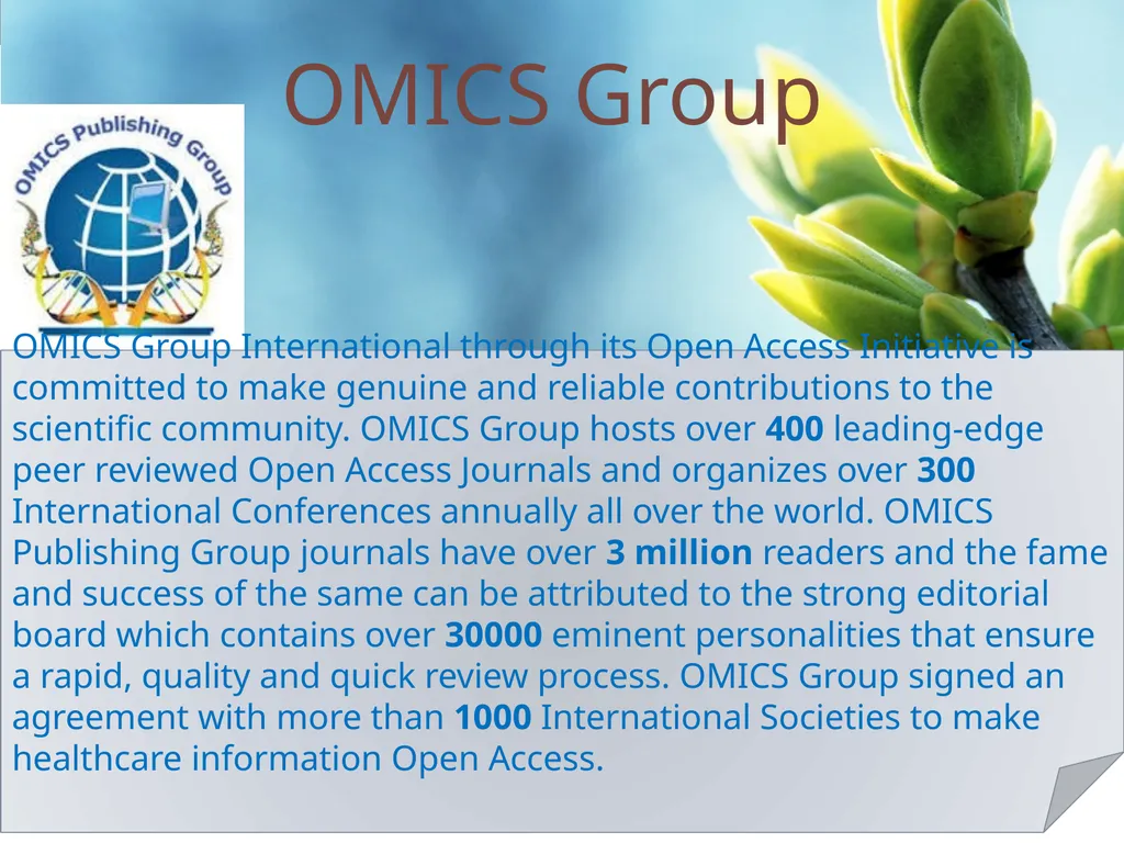OMICS Group Contact us at: - slide 1 of 17
