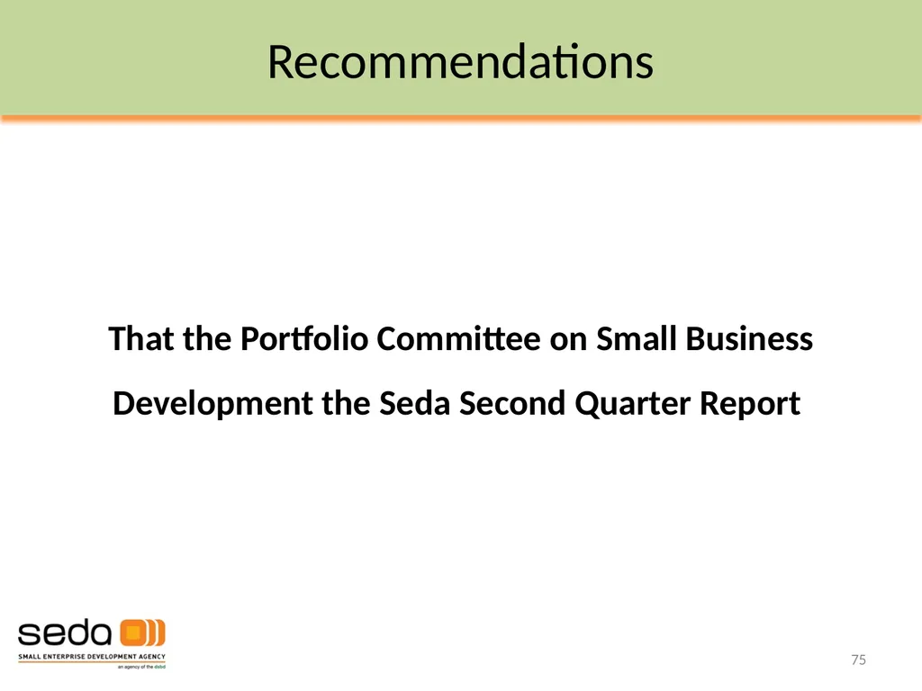 Department of Small Business Development - slide 75 of 92