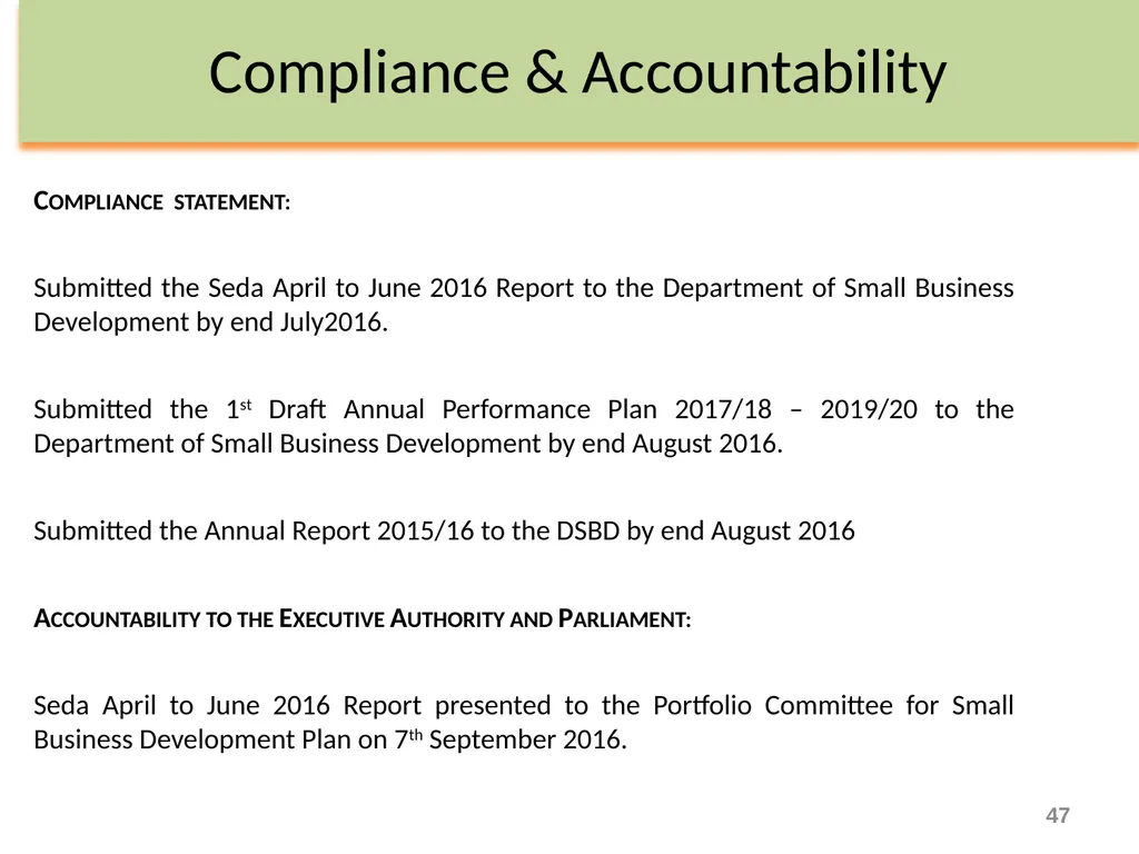 Department of Small Business Development - slide 47 of 92