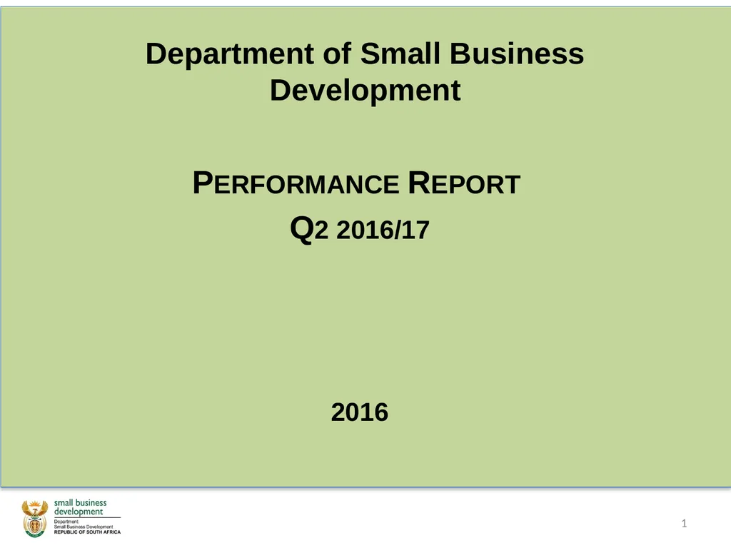 Department of Small Business Development - slide 1 of 92