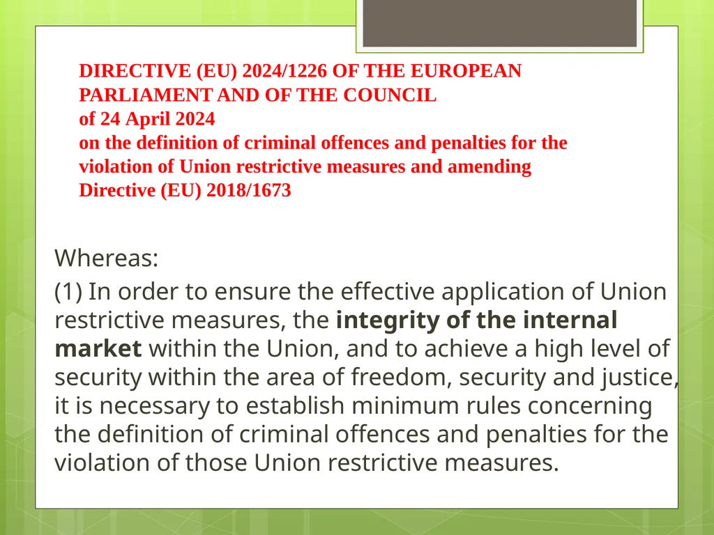 Introduction to EU Criminal Law Prof. B. J. - slide 31 of 91