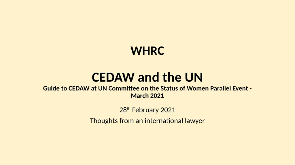 WHRC CEDAW and the UN Guide to CEDAW at UN