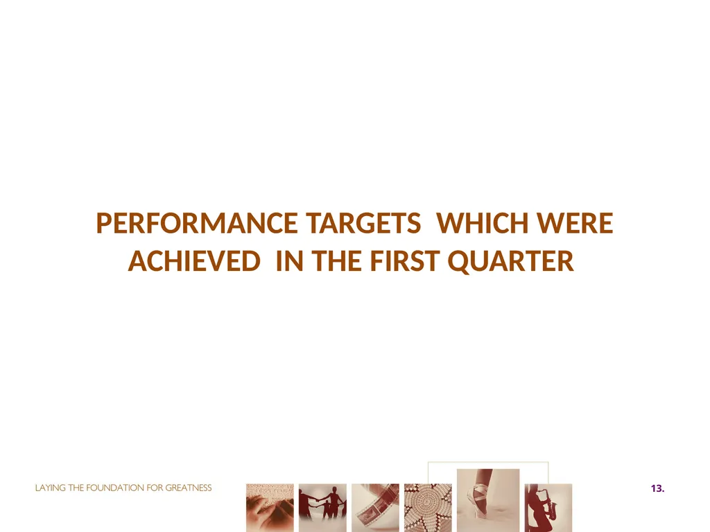 First QUARTER PERFORMANCE REPORT first quarter for - slide 13 of 48