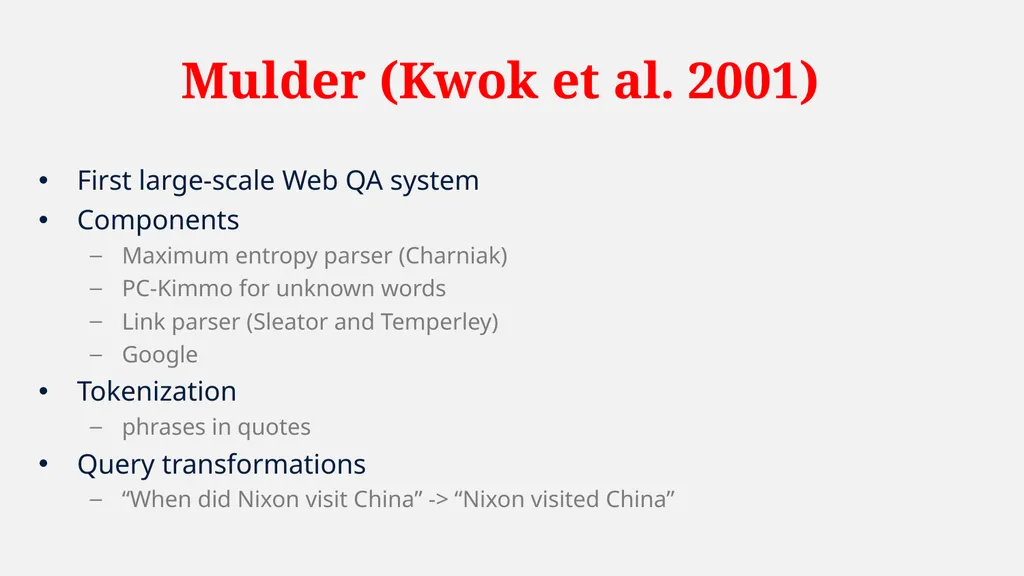 NLP Question Answering System Architecture System - slide 28 of 38
