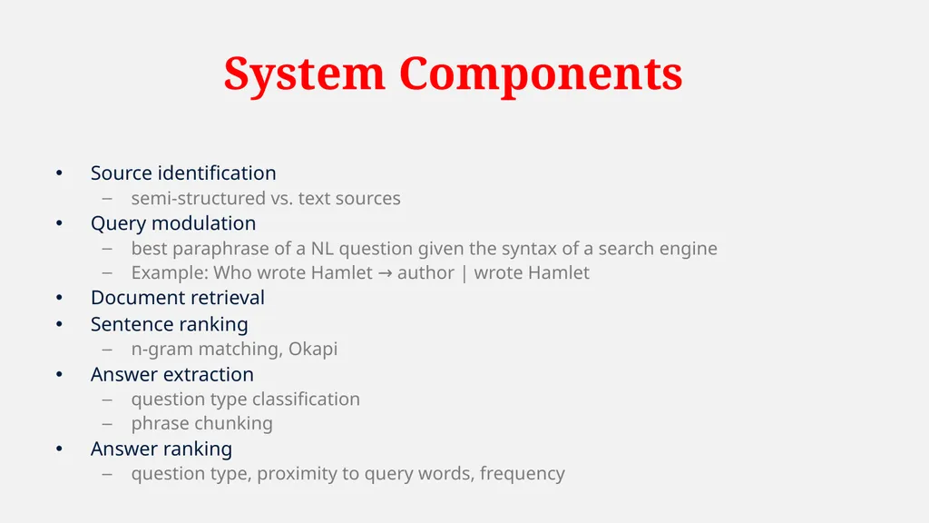 NLP Question Answering System Architecture System - slide 5 of 38