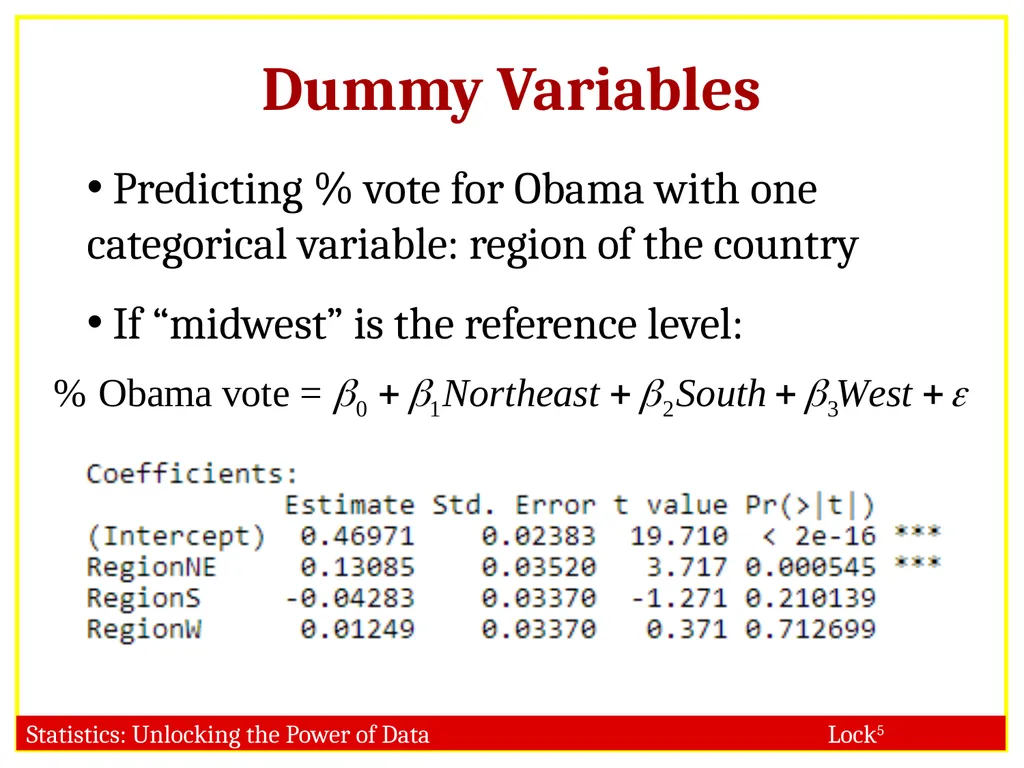 STAT 101 Dr. Kari Lock Morgan 11/27/12 Multiple - slide 7 of 45