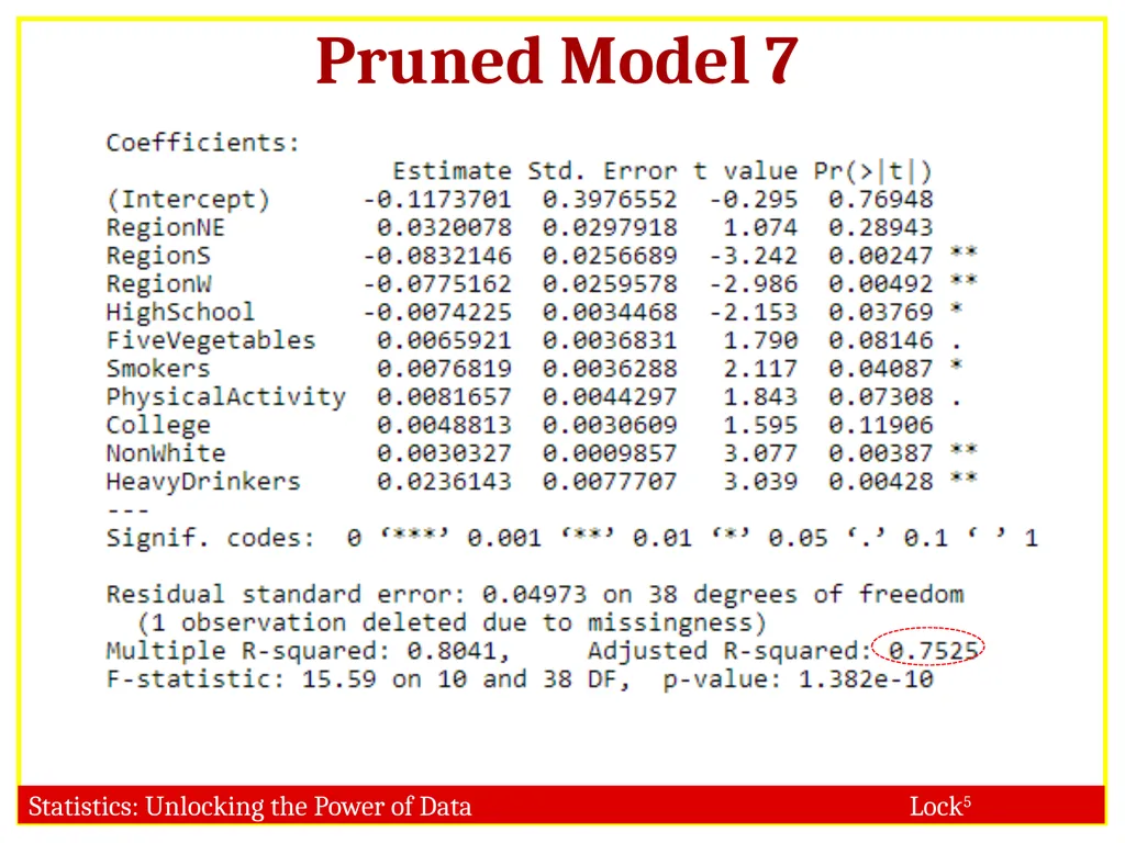 STAT 101 Dr. Kari Lock Morgan 11/27/12 Multiple - slide 32 of 45