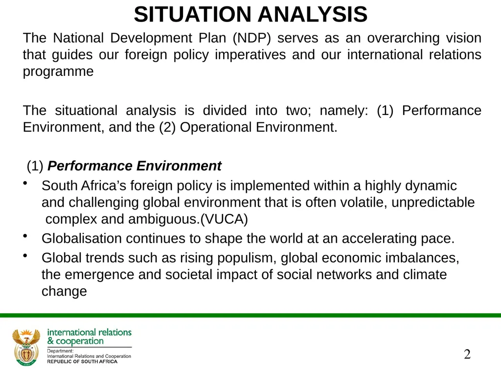 PRESENTATION ON THE ANNUAL PERFORMANCE PLAN - slide 2 of 38