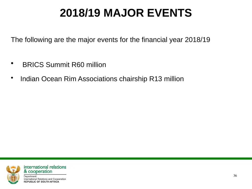 PRESENTATION ON THE ANNUAL PERFORMANCE PLAN - slide 36 of 38