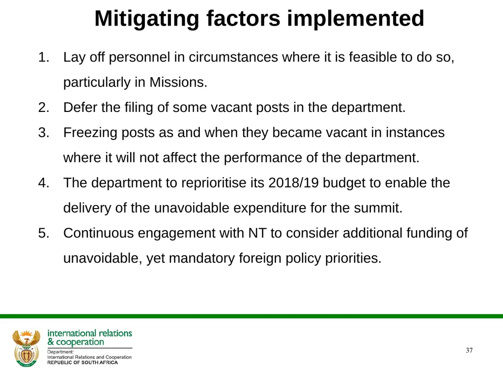 PRESENTATION ON THE ANNUAL PERFORMANCE PLAN - slide 37 of 38