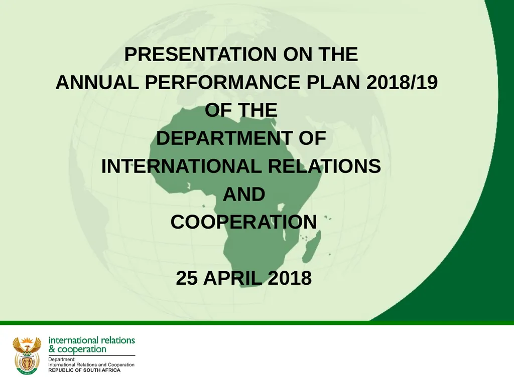 PRESENTATION ON THE ANNUAL PERFORMANCE PLAN - slide 1 of 38