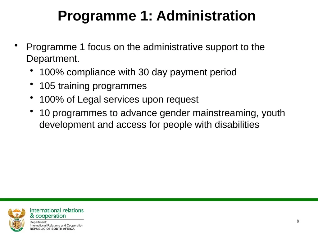 PRESENTATION ON THE ANNUAL PERFORMANCE PLAN - slide 8 of 38