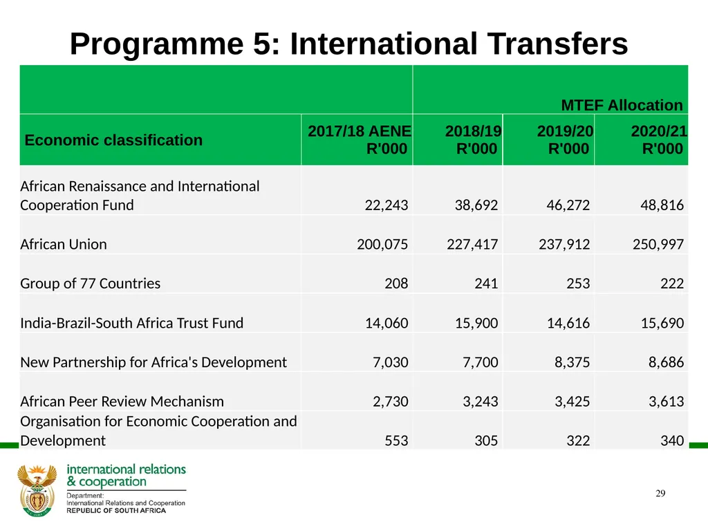 PRESENTATION ON THE ANNUAL PERFORMANCE PLAN - slide 29 of 38