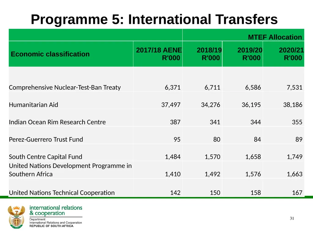 PRESENTATION ON THE ANNUAL PERFORMANCE PLAN - slide 31 of 38