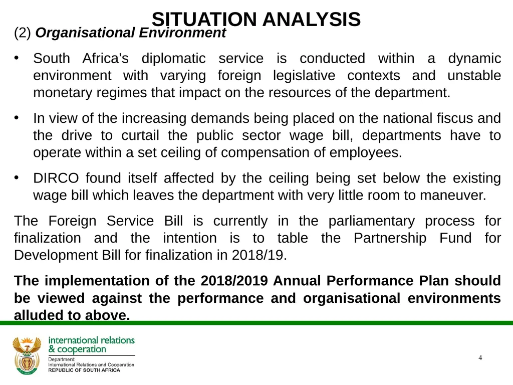 PRESENTATION ON THE ANNUAL PERFORMANCE PLAN - slide 4 of 38