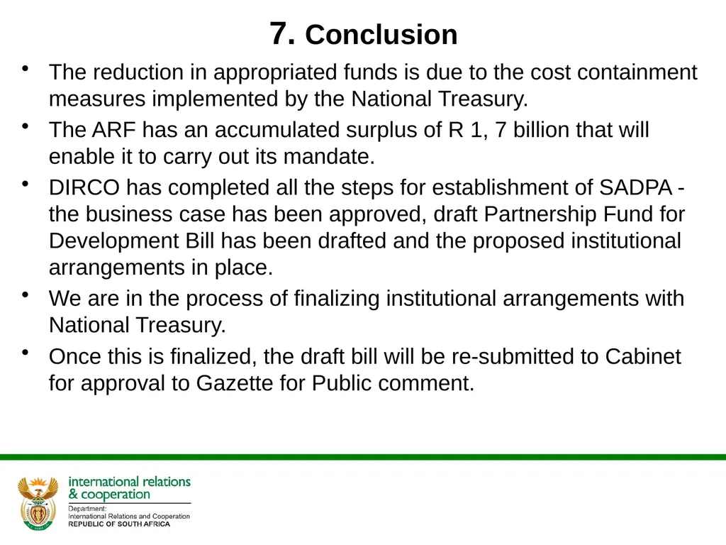 Presentation to the Portfolio Committee DIRCO 2 - slide 45 of 46