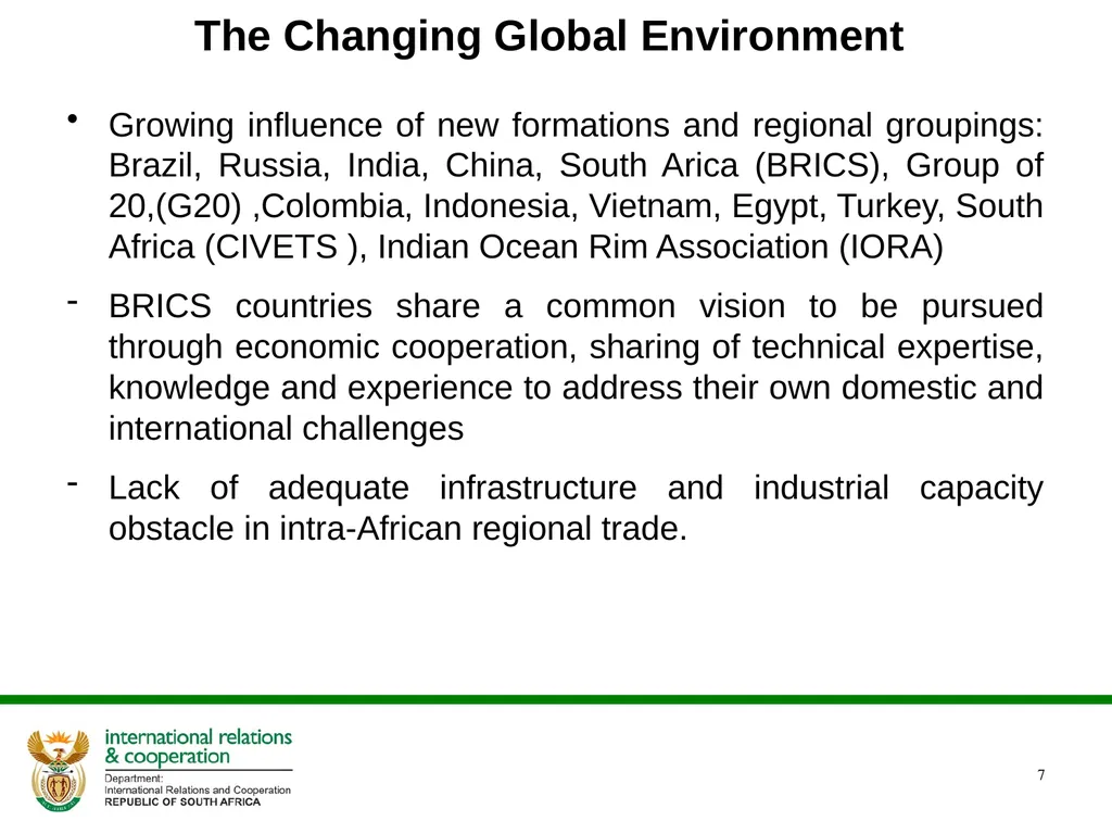 Presentation to the Portfolio Committee DIRCO 2 - slide 7 of 46