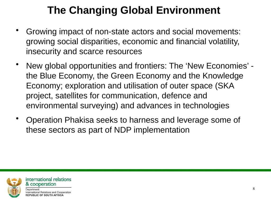Presentation to the Portfolio Committee DIRCO 2 - slide 8 of 46