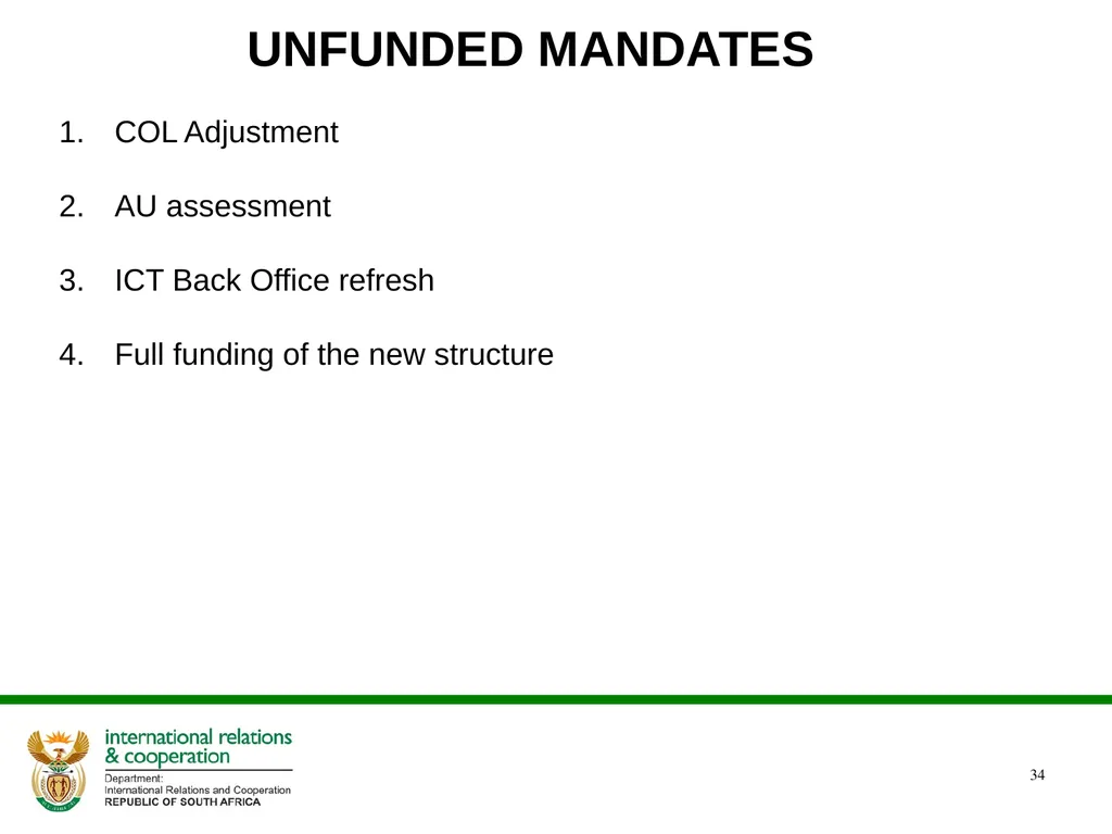Presentation to the Portfolio Committee DIRCO 2 - slide 34 of 46