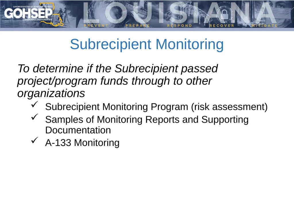 Subrecipient Monitoring Preparation Donna - slide 18 of 26