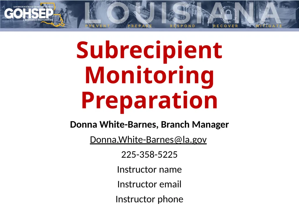 Subrecipient Monitoring Preparation Donna