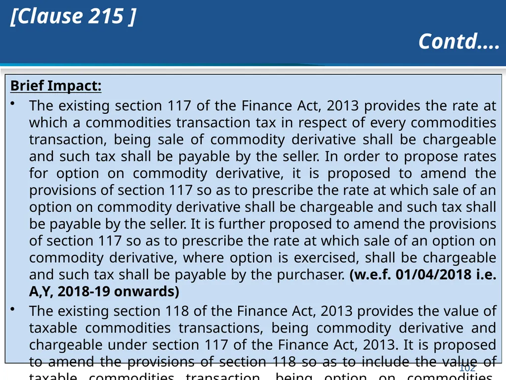An overview of Finance Bill, 2018 – Direct Taxes - slide 102 of 161