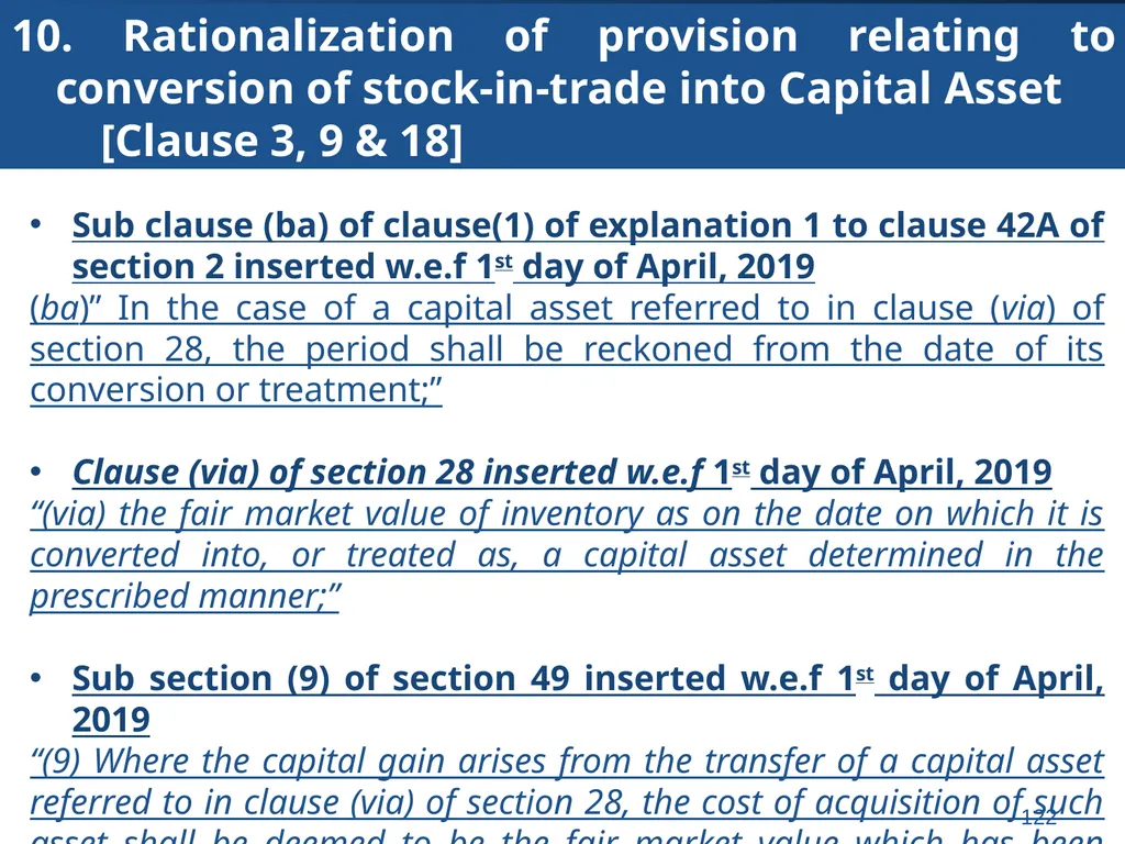 An overview of Finance Bill, 2018 – Direct Taxes - slide 122 of 161