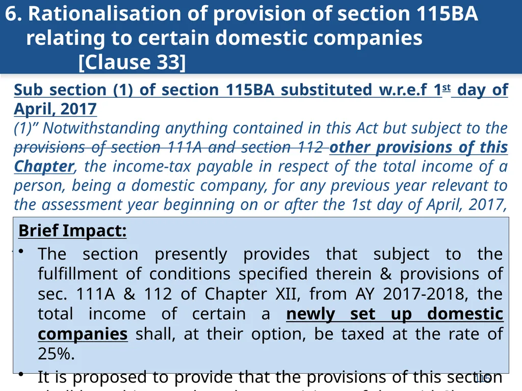 An overview of Finance Bill, 2018 – Direct Taxes - slide 115 of 161