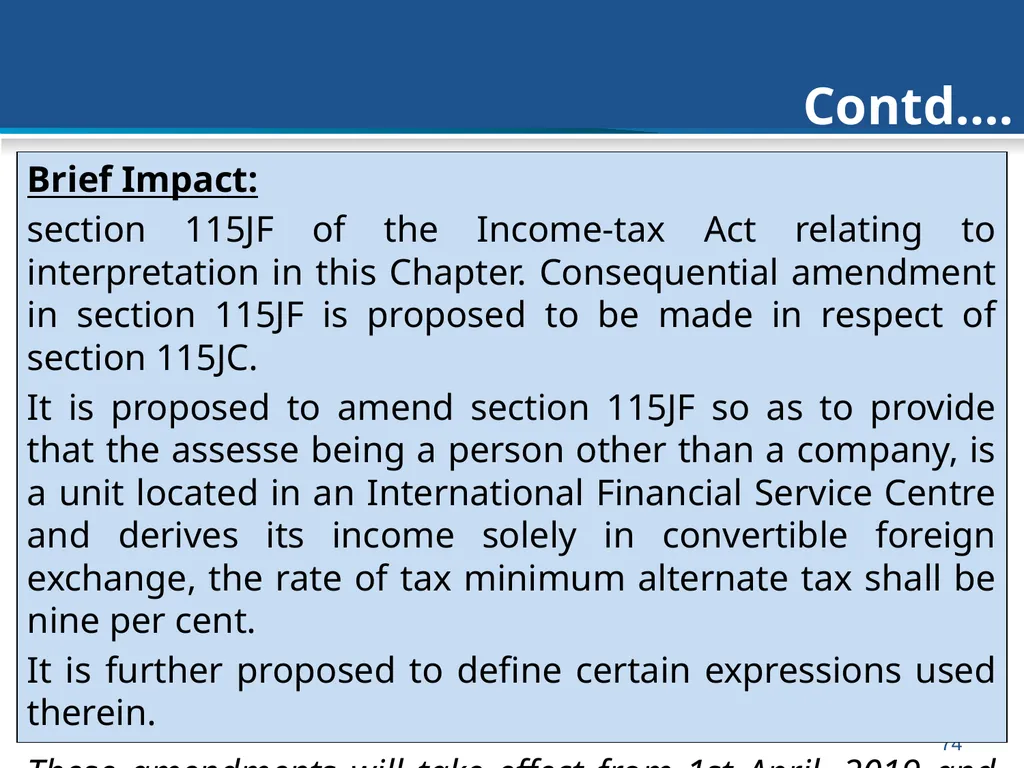 An overview of Finance Bill, 2018 – Direct Taxes - slide 74 of 161