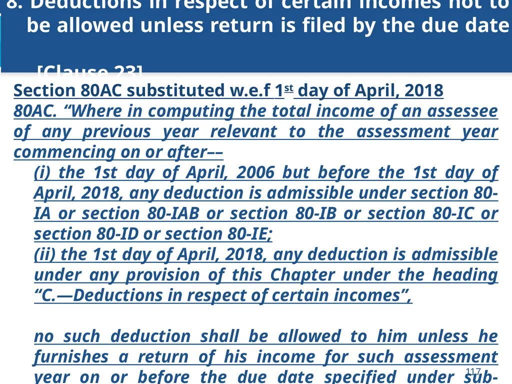An overview of Finance Bill, 2018 – Direct Taxes - slide 117 of 161