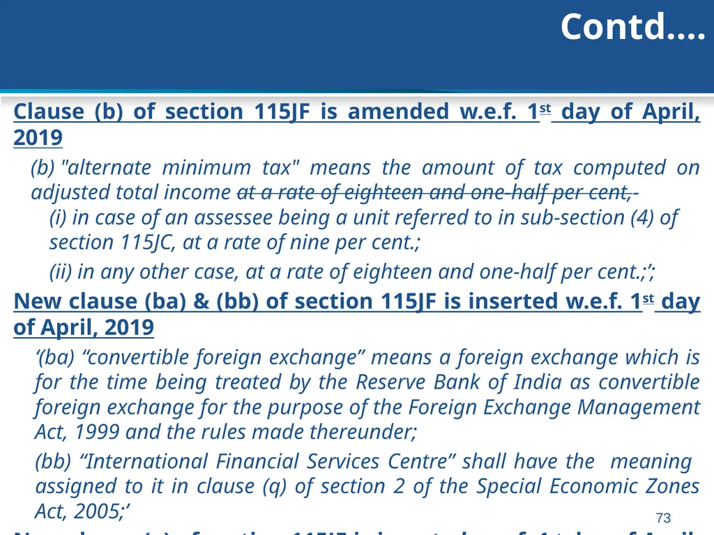 An overview of Finance Bill, 2018 – Direct Taxes - slide 73 of 161
