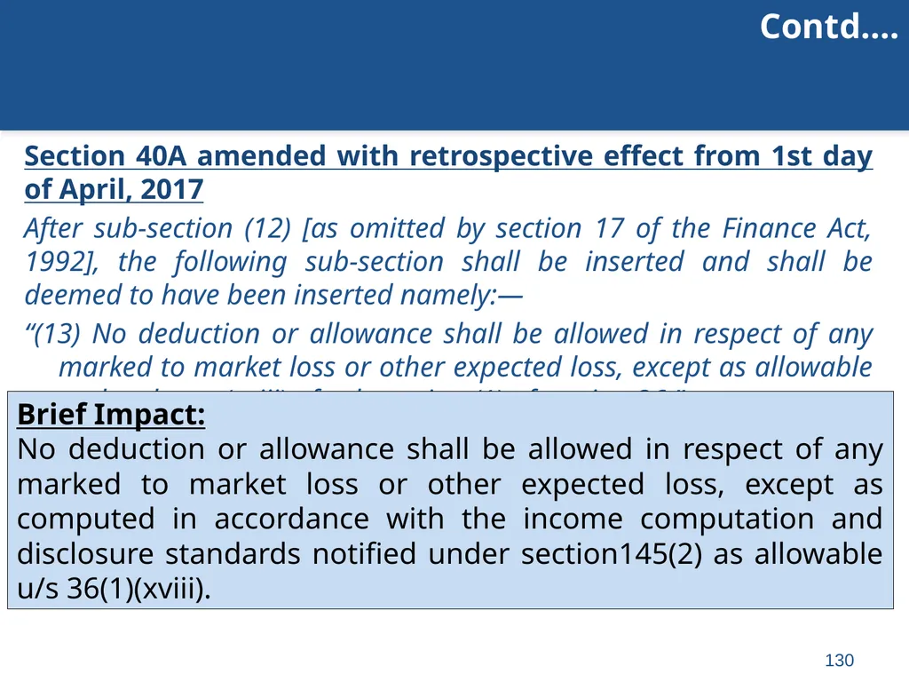 An overview of Finance Bill, 2018 – Direct Taxes - slide 130 of 161