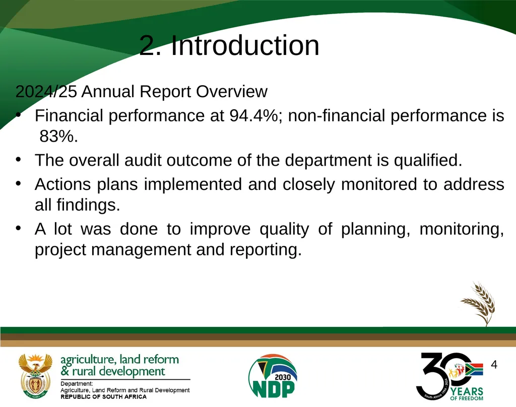 DALRRD ANNUAL REPORT 2024/25 FINANCIAL YEAR - slide 4 of 71