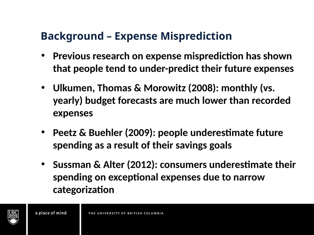 Understanding the Expense Prediction Bias Chuck - slide 3 of 28