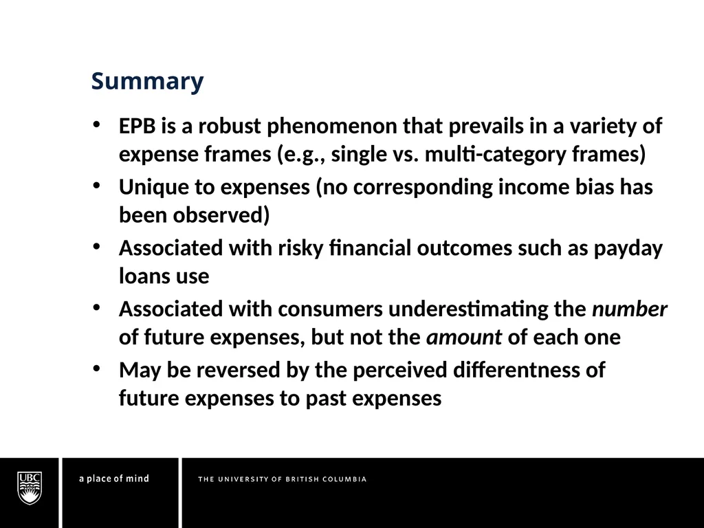 Understanding the Expense Prediction Bias Chuck - slide 26 of 28