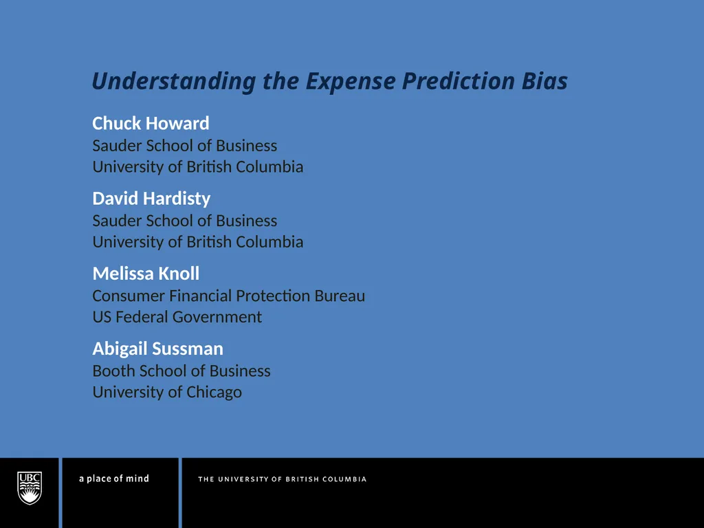 Understanding the Expense Prediction Bias Chuck - slide 1 of 28